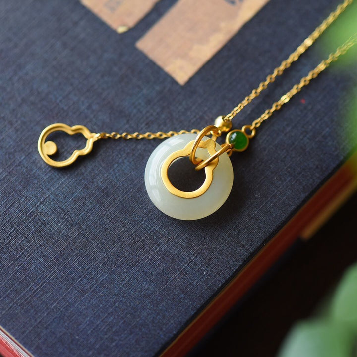 Jade & Chalcedony Gourd Pendant Necklace