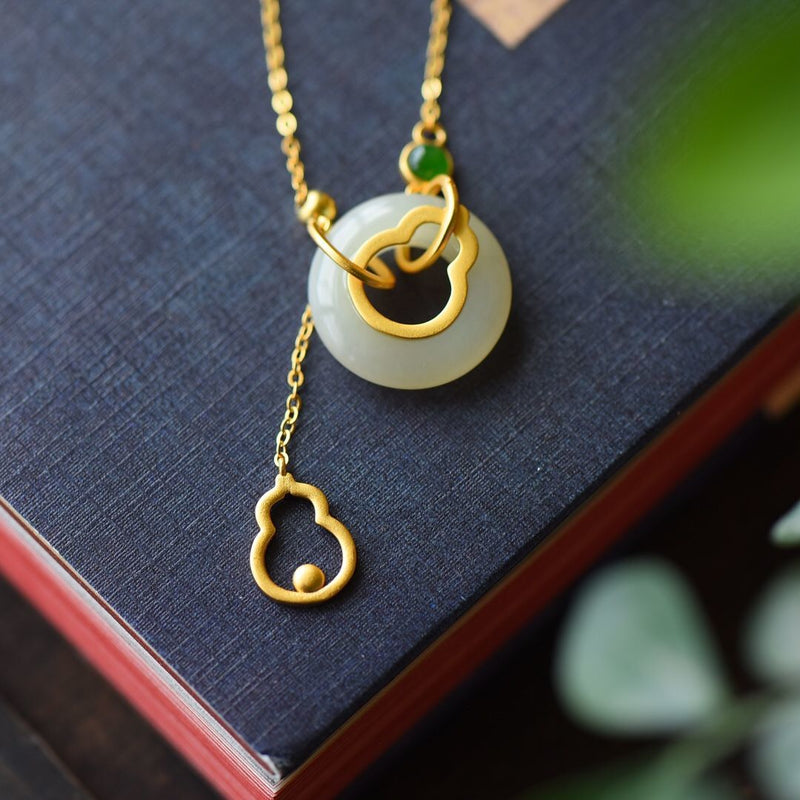 Jade & Chalcedony Gourd Pendant Necklace