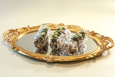 4" White Sage & Turquois Sinuata Flower