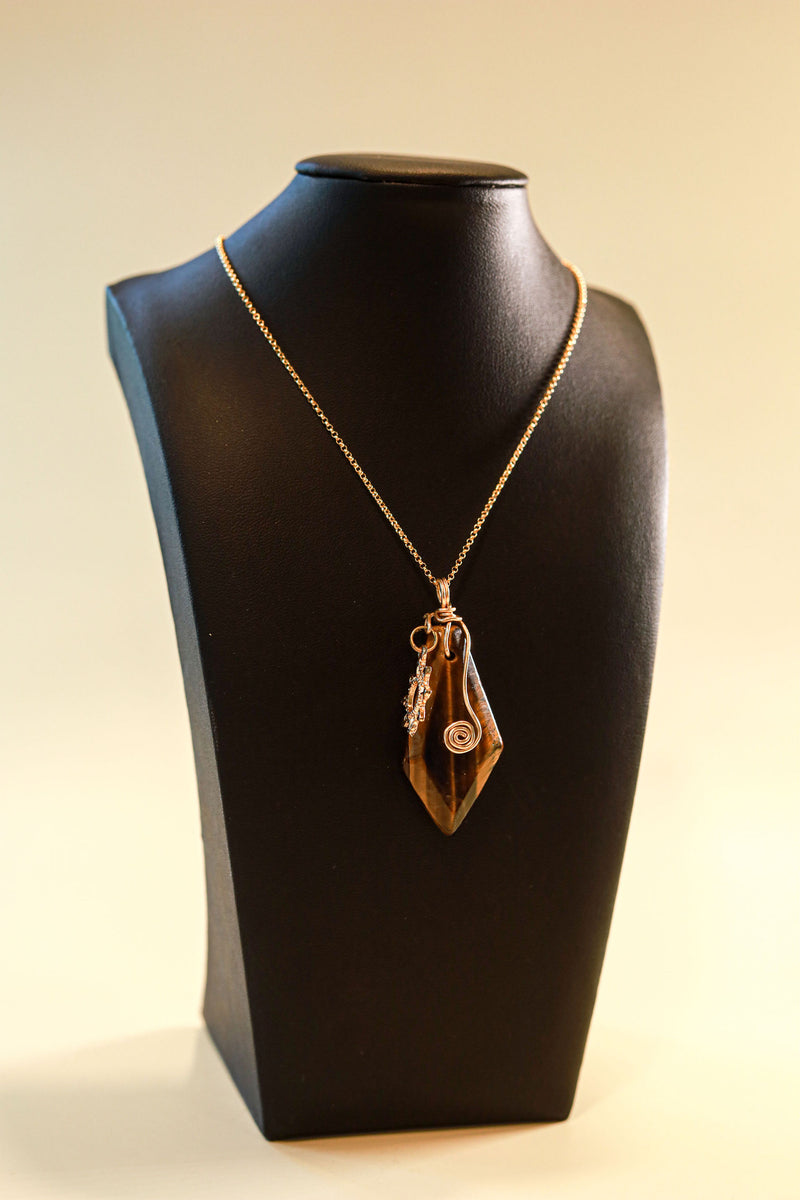 Tiger Eye Pendant - 14k Filled Gold