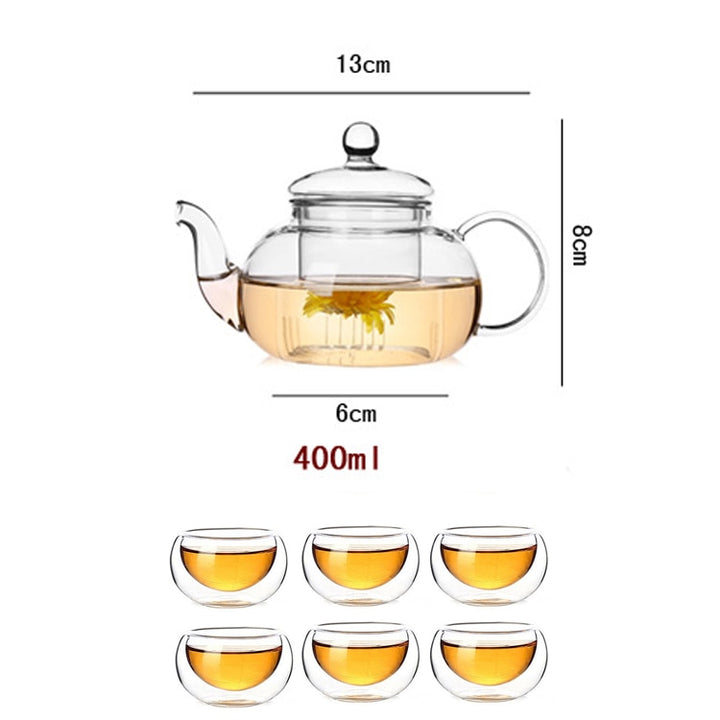 High quality Heat Resistant Glass Tea Pot & Glass Set