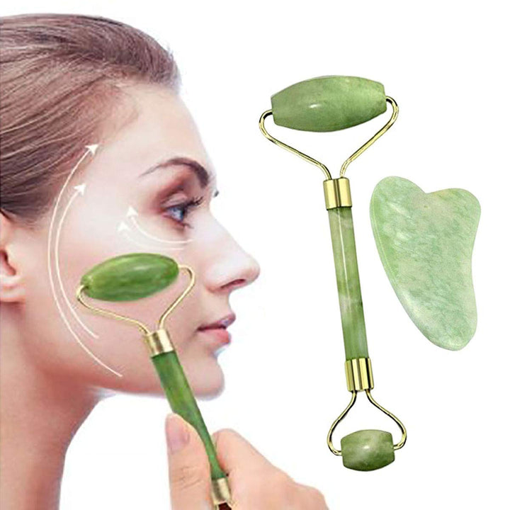 Natural Jade Roller and Guasha Anti-Aging Massager
