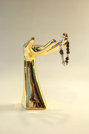 Tiger's Eye & Howlite Crystal Bracelet • Bronze Owl