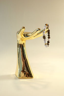 Tiger's Eye & Howlite Crystal Bracelet • Bronze Owl