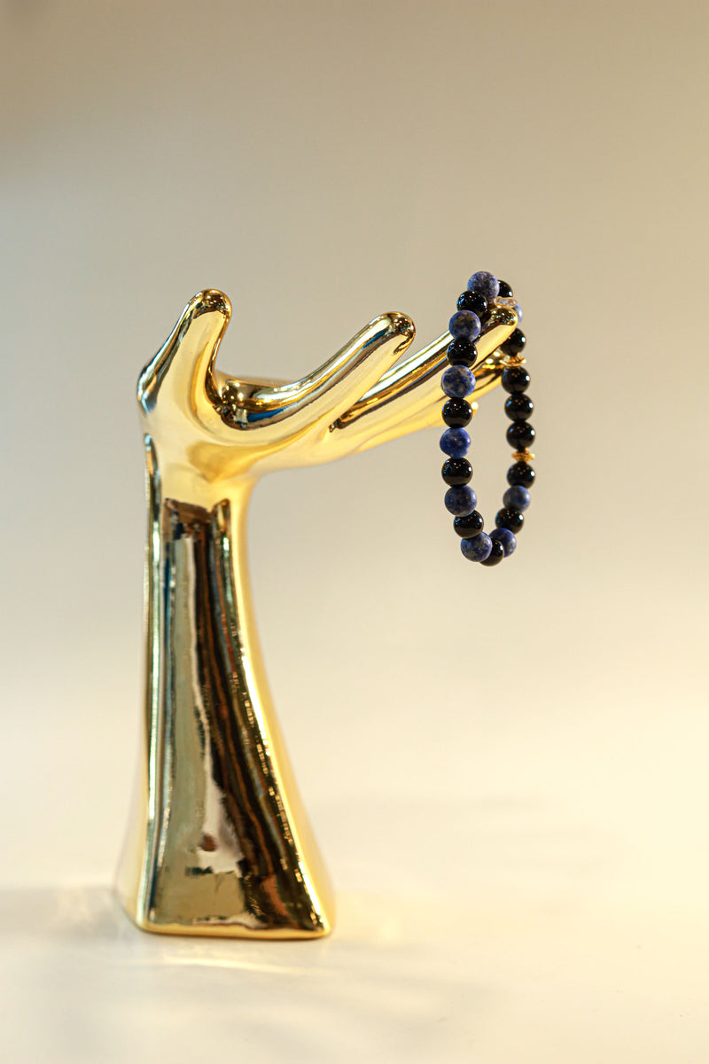 Lapis Lazuli & Black Jasper Crystal Bracelet