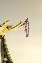 Amethyst Crystal Bracelet • Gold Elephant